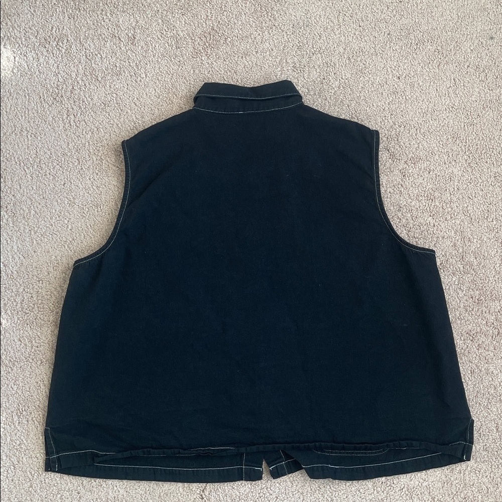 New Look Floral Embroidery Sleeveless Denim Blouse (Size:2X, Color:Black/Multi) - Picture 5 of 5